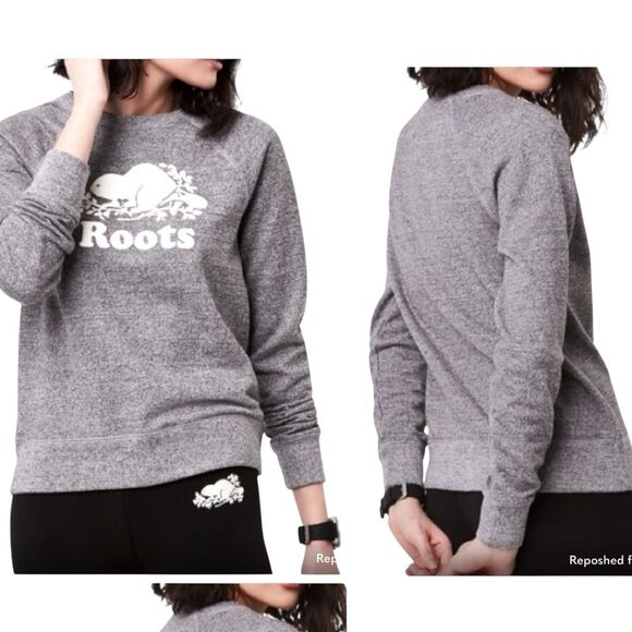 Roots Canada Gray Crewneck Sweatshirt Beaver Cozy Beachy Comfortable Small - Picture 12 of 12
